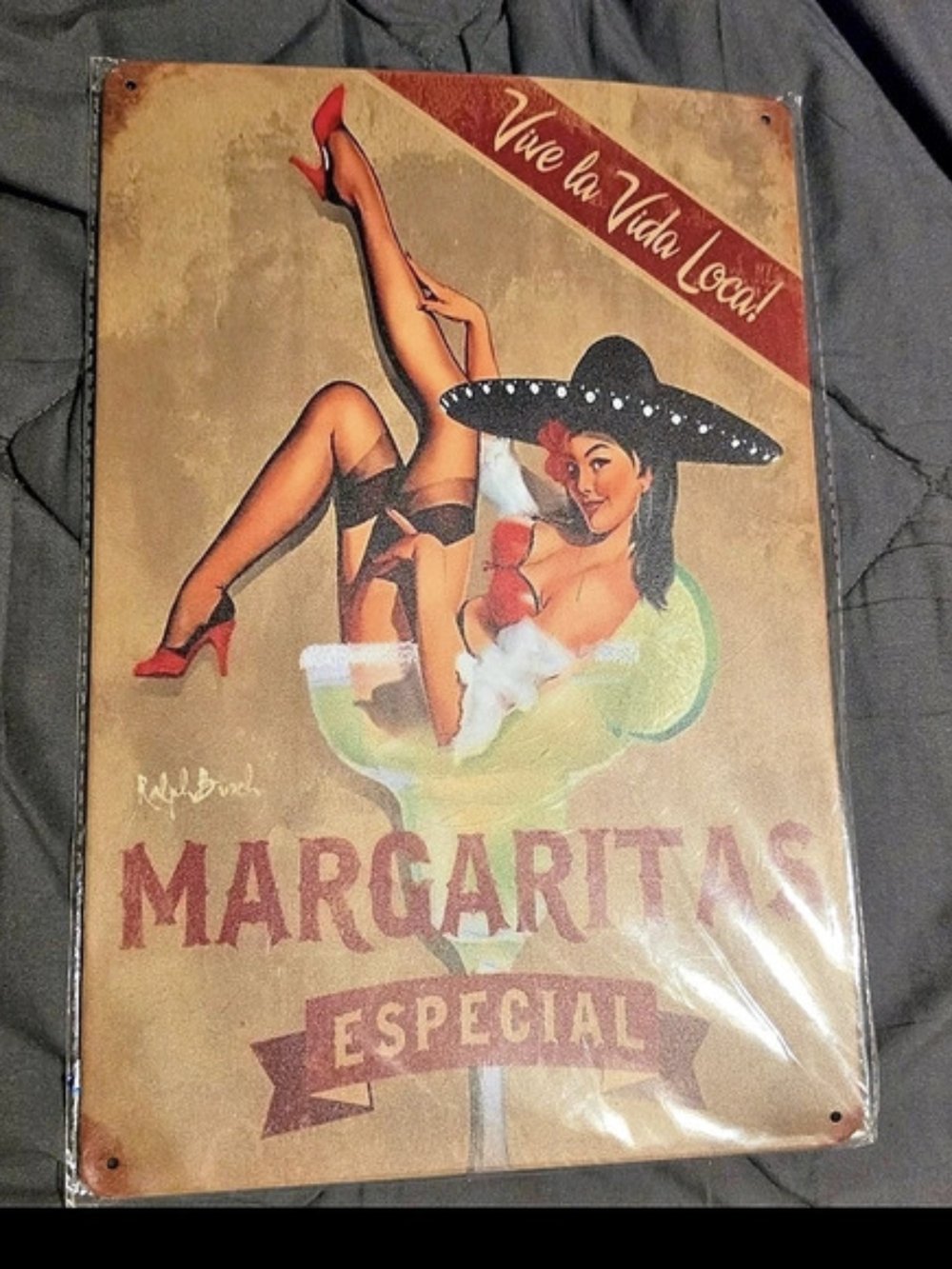 Ralph Burch Margaritas Especial Retro Pin-Up Metal Sign